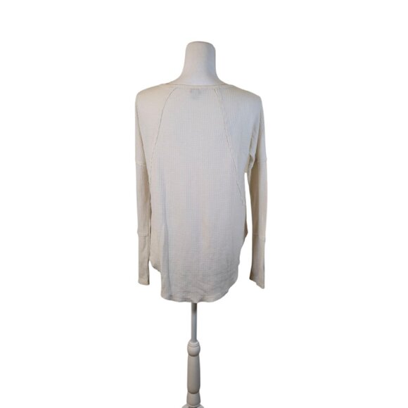 Lucky Brand Waffle Knit Top Size Small Cream Casual Bohemian - Picture 2 of 9